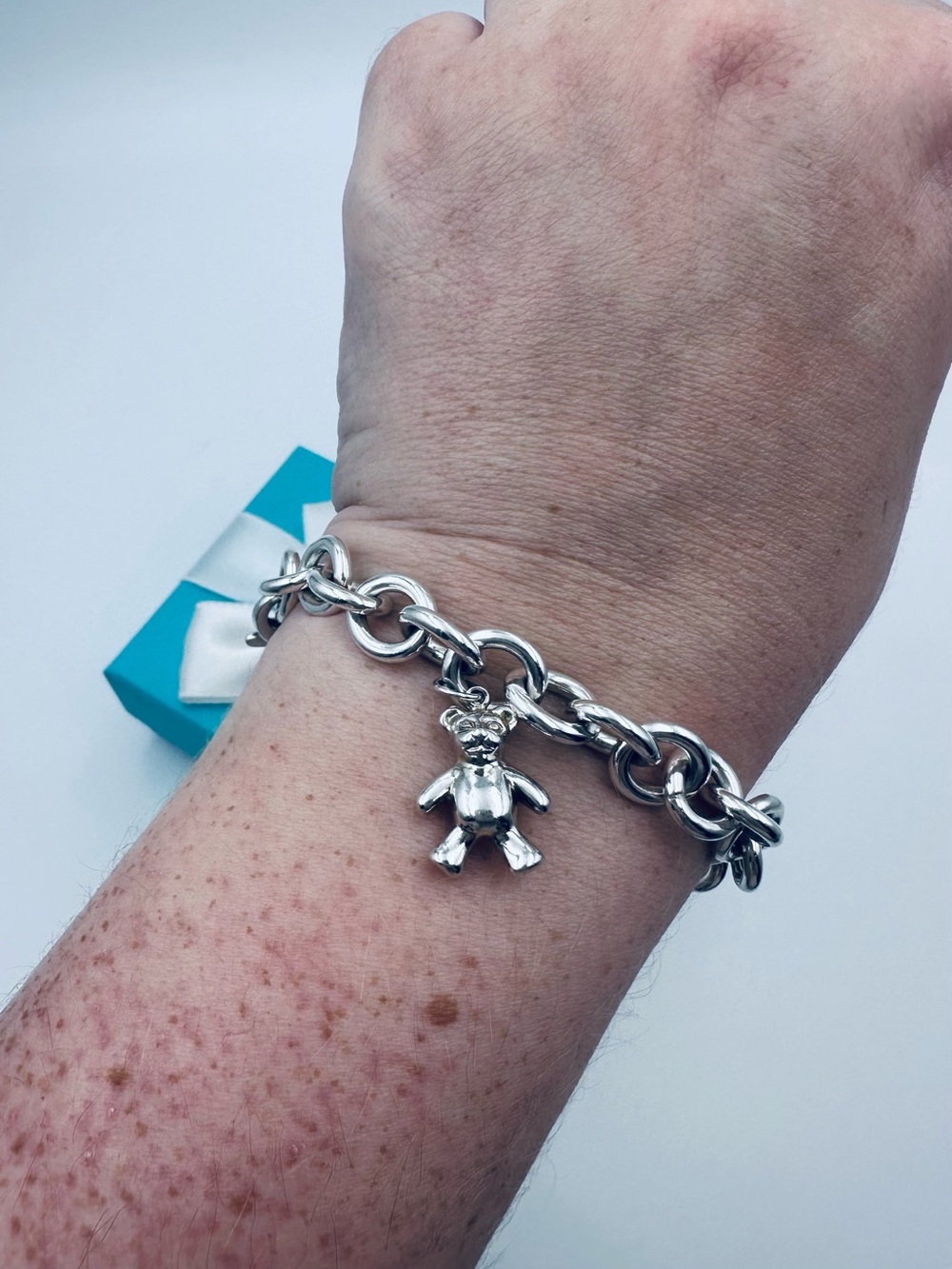 Tiffany & Co. Teddy Bear Charm Bracelet in Sterling Silver 7.5”